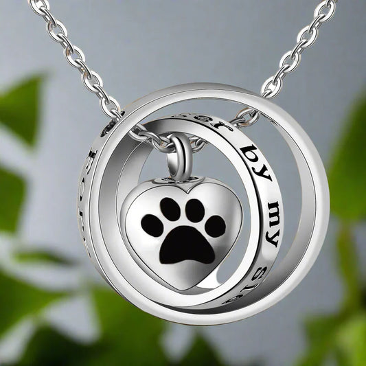 'No Longer By My Side, Forever In My Heart' Ã¢â‚¬â€œ Stainless Steel Urn Paw Necklace
