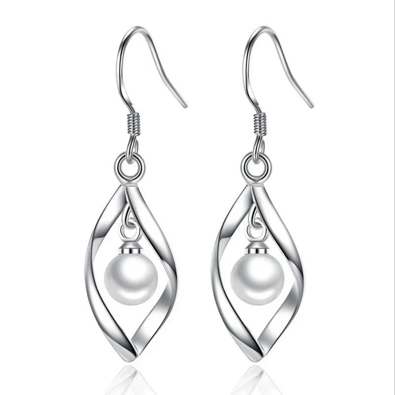 Pearl Hoop Dangle Earrings