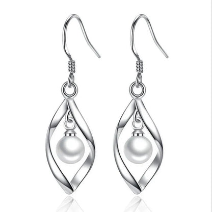 Pearl Hoop Dangle Earrings