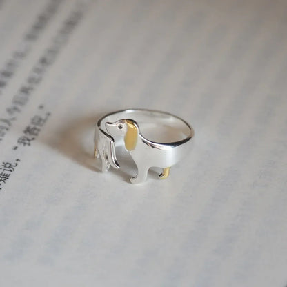 925 Sterling Silver Dachshund Ring Ã¢â‚¬â€œ Adjustable Fit