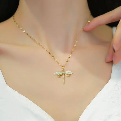 Crystal Dragonfly Necklace Ã¢â‚¬â€œ Symbol of Transformation & Beauty