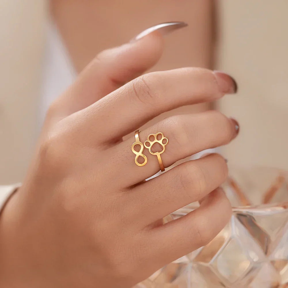 Adjustable Infinity Paw Ring ÃƒÂ¢Ã¢â€šÂ¬Ã¢â‚¬Å“ Stainless Steel