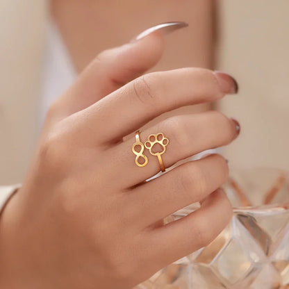 Adjustable Infinity Paw Ring ÃƒÂ¢Ã¢â€šÂ¬Ã¢â‚¬Å“ Stainless Steel