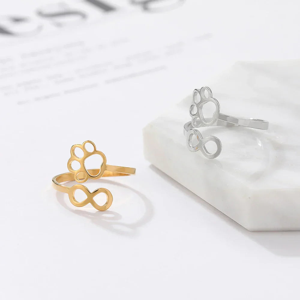 Adjustable Infinity Paw Ring ÃƒÂ¢Ã¢â€šÂ¬Ã¢â‚¬Å“ Stainless Steel