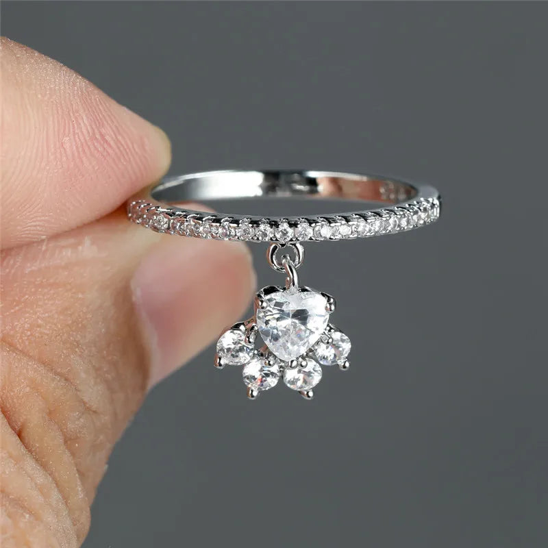 Vintage Cat Paw & Heart Stone Ring ÃƒÂ¢Ã¢â€šÂ¬Ã¢â‚¬Å“ Gold & Silver Tone