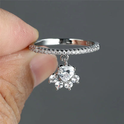 Vintage Cat Paw & Heart Stone Ring ÃƒÂ¢Ã¢â€šÂ¬Ã¢â‚¬Å“ Gold & Silver Tone