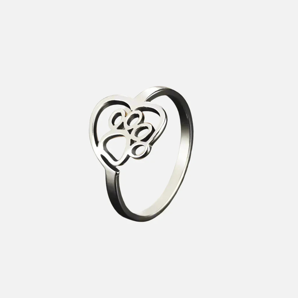 Gold-Tone Paw & Heart Ring ÃƒÂ¢Ã¢â€šÂ¬Ã¢â‚¬Å“ Stainless Steel Jewelry for Pet Lovers