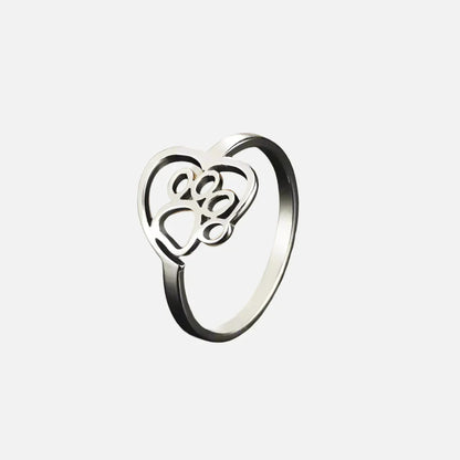 Gold-Tone Paw & Heart Ring ÃƒÂ¢Ã¢â€šÂ¬Ã¢â‚¬Å“ Stainless Steel Jewelry for Pet Lovers
