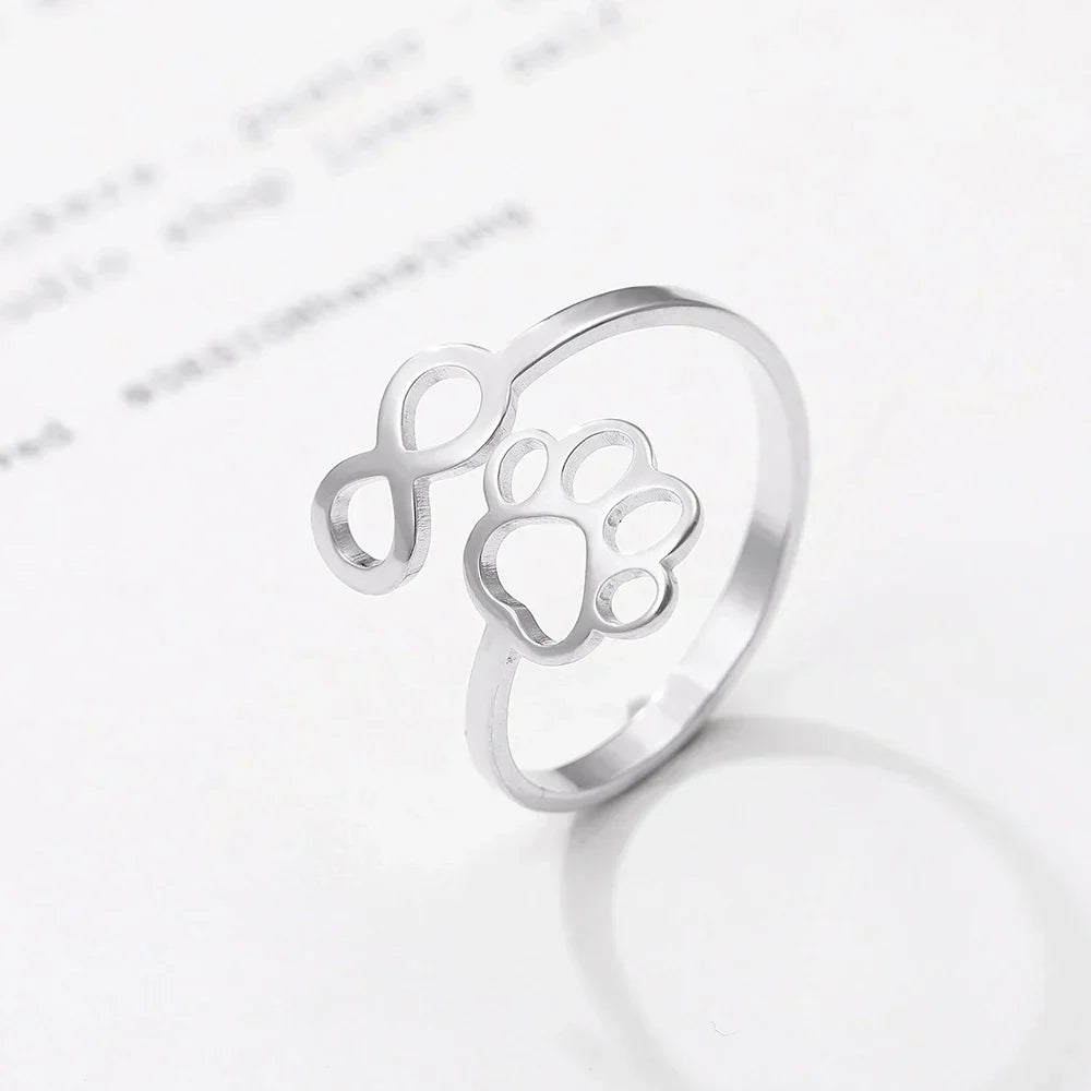 Adjustable Infinity Paw Ring ÃƒÂ¢Ã¢â€šÂ¬Ã¢â‚¬Å“ Stainless Steel