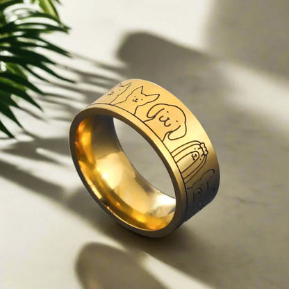 Wide Stainless Steel Dog Ring ÃƒÂ¢Ã¢â€šÂ¬Ã¢â‚¬Å“ Engraved Design for Women