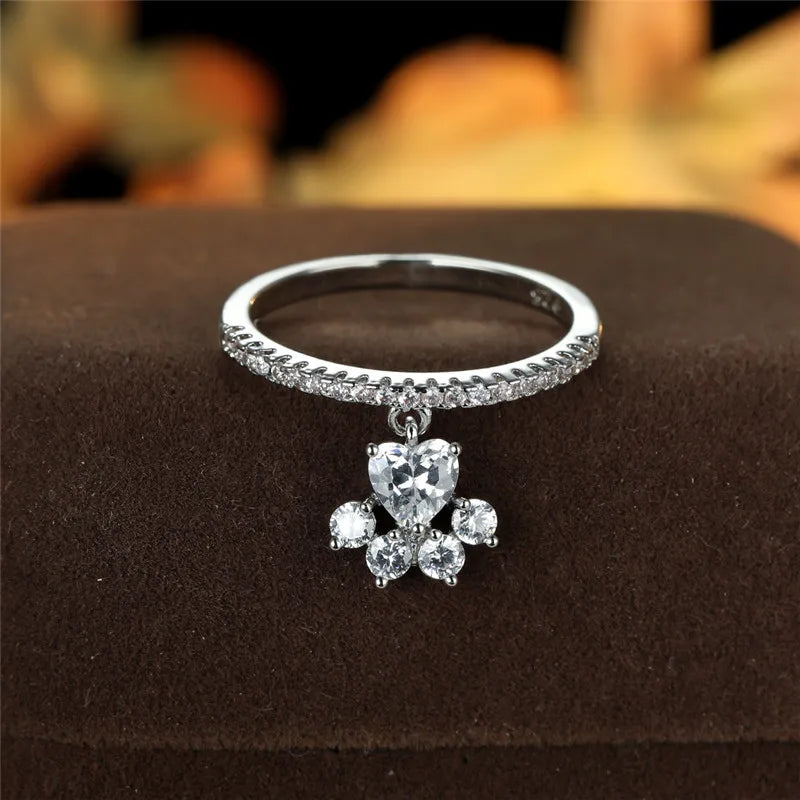 Vintage Cat Paw & Heart Stone Ring ÃƒÂ¢Ã¢â€šÂ¬Ã¢â‚¬Å“ Gold & Silver Tone