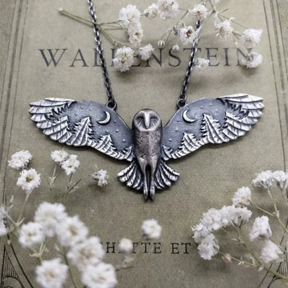 Vintage Owl Moon Necklace