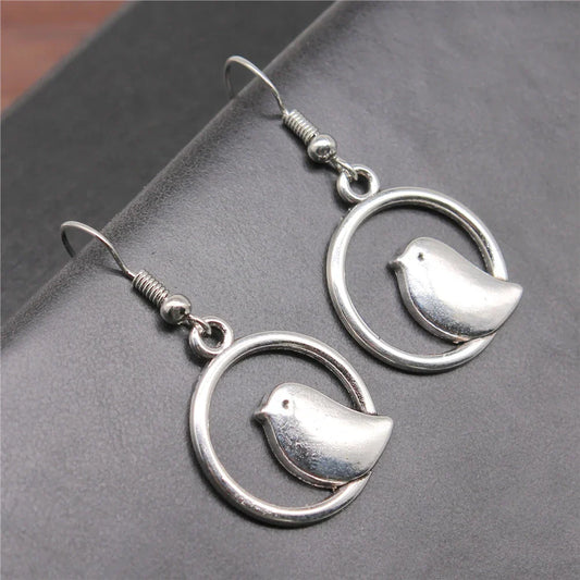 Vintage Bird Charm Drop Earrings Ã¢â‚¬â€œ Handmade Boho Jewelry