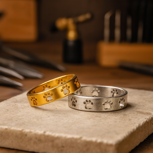 Gold-Tone Paw Print Ring ÃƒÂ¢Ã¢â€šÂ¬Ã¢â‚¬Å“ Stainless Steel