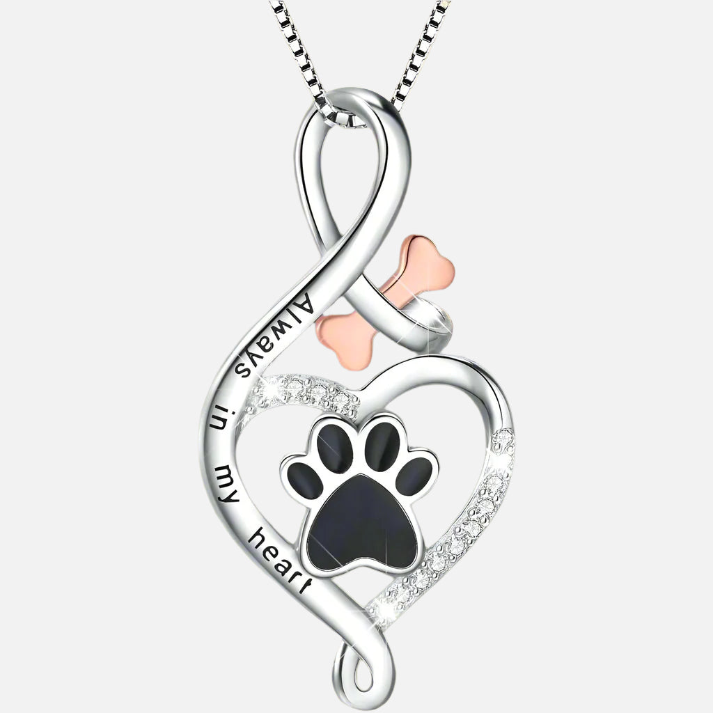 Lucky Paw Necklace with Heart, Bone & Infinity Ã¢â‚¬â€œ Ã¢â‚¬Å“Always in My HeartÃ¢â‚¬Â Pendant