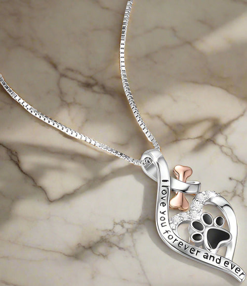 Lucky Paw Necklace with Heart, Bone & Infinity Ã¢â‚¬â€œ Ã¢â‚¬Å“Always in My HeartÃ¢â‚¬Â Pendant