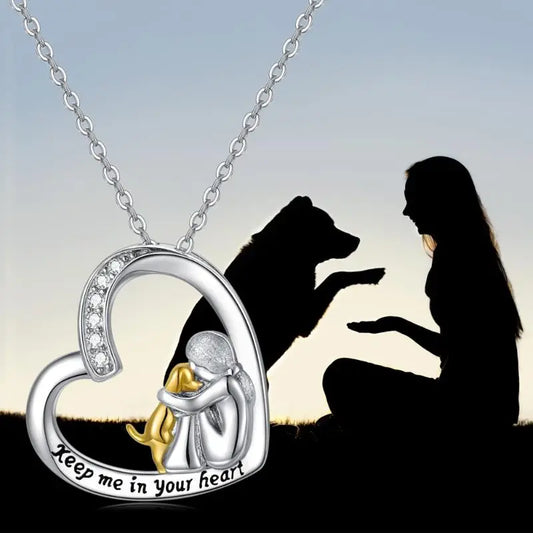 925 Sterling Silver Necklace Ã¢â‚¬â€œ Heart & Dog Design with Zirconia