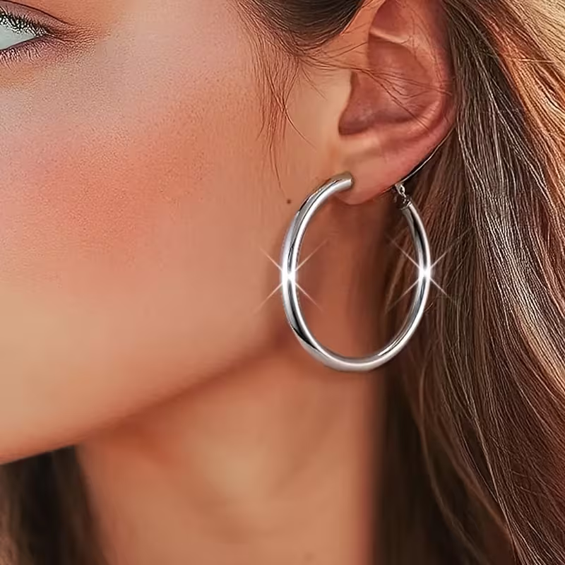 Silver Glow Hoops