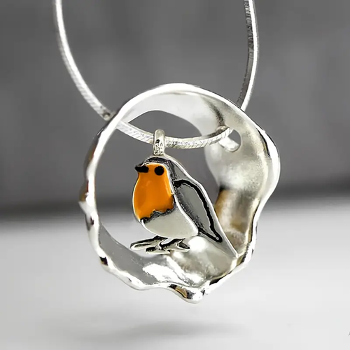 Vintage Silvered Bird Necklace