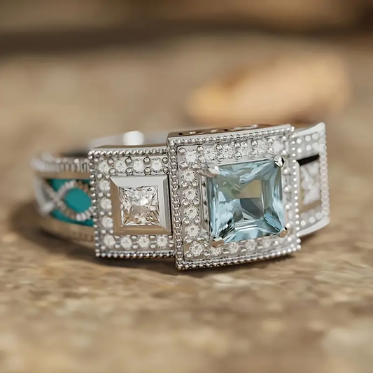 Turquoise Bright Silvered Ring