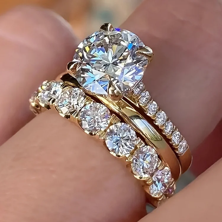 Sparkling Gold Ring Set