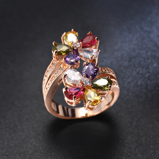 Adjustable Colorful Flower Spiral Ring