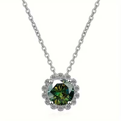 Moss Agate Geometric Round Necklace