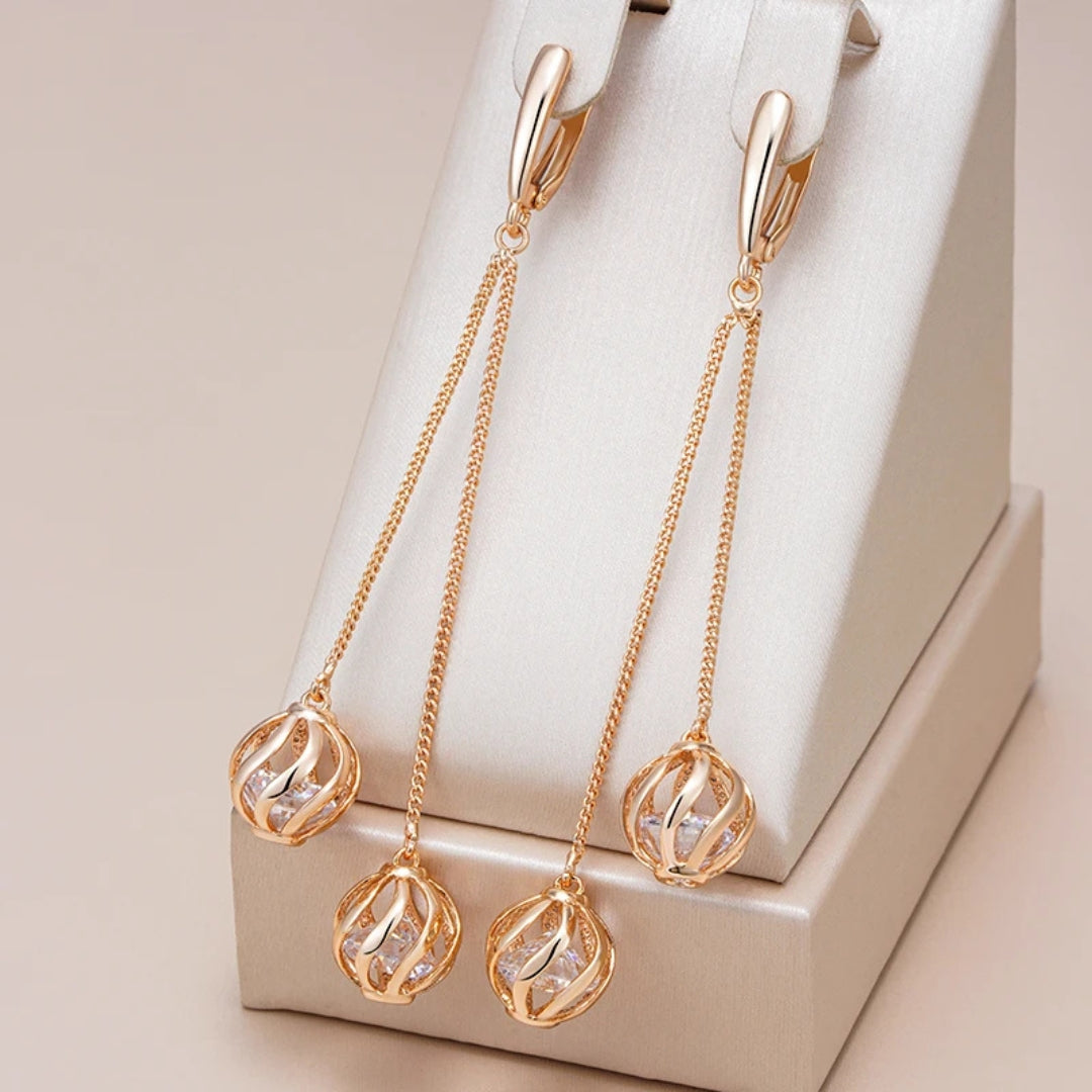 Elegant Dangling Spheres Earrings