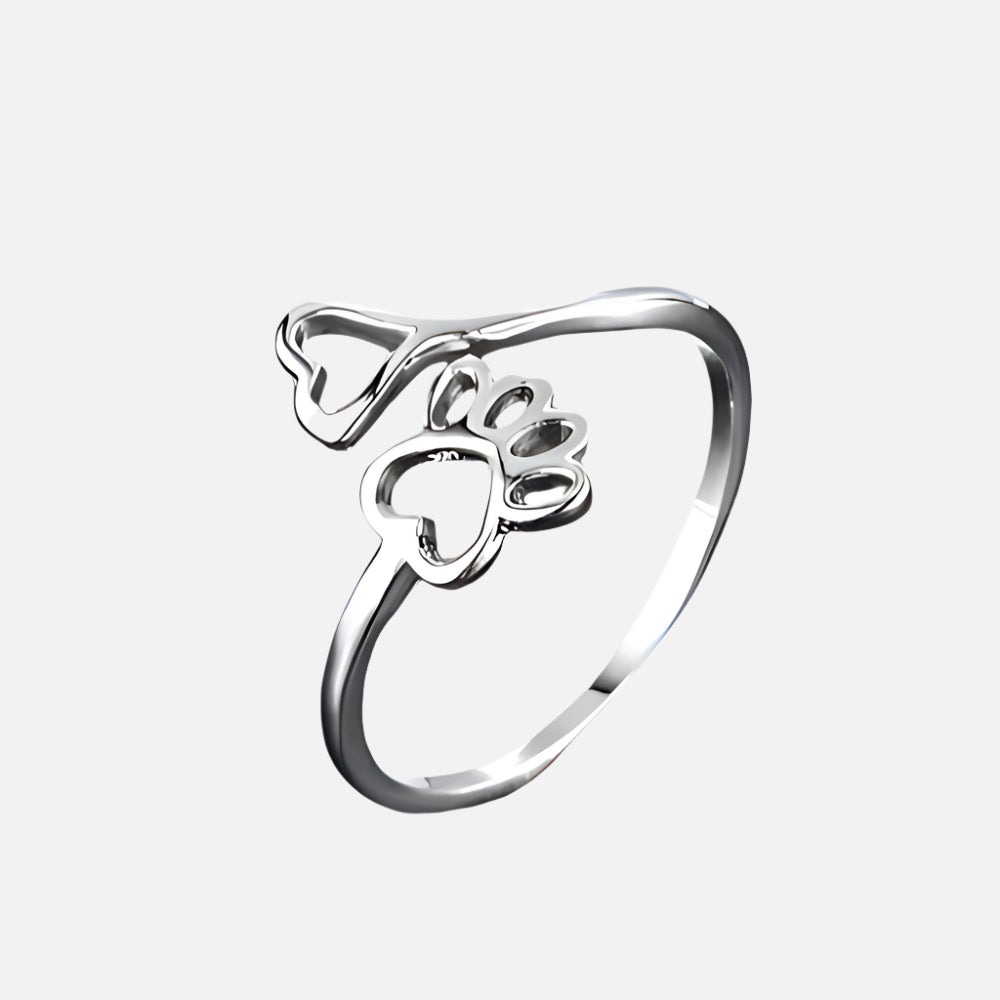 Adjustable Paw & Heart Ring Ã¢â‚¬â€œ Stainless Steel