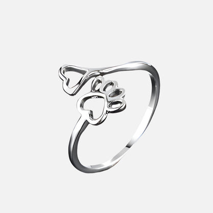 Adjustable Paw & Heart Ring Ã¢â‚¬â€œ Stainless Steel