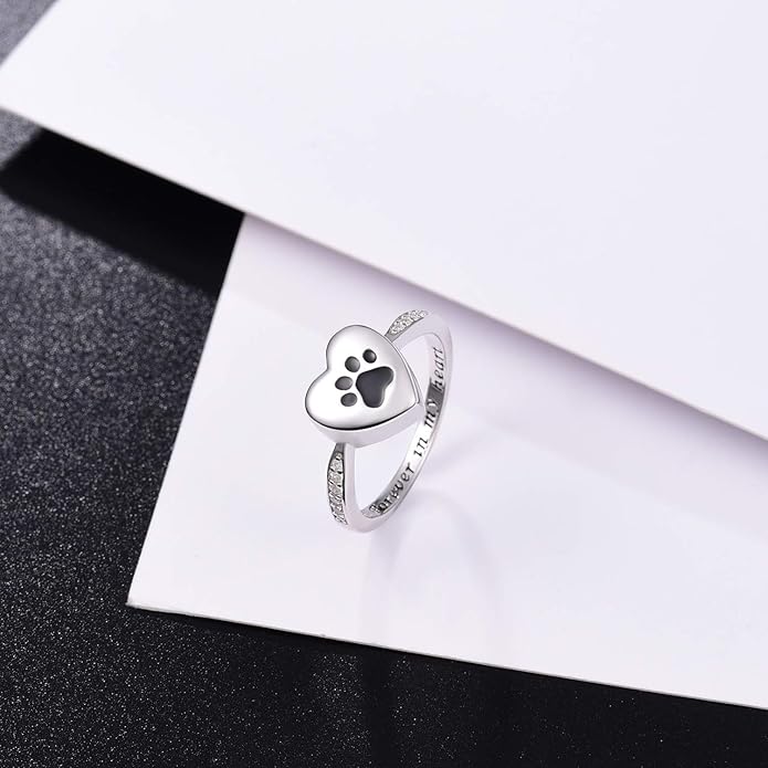Love Heart Paw Print Urn Ring Ã¢â‚¬â€œ Pet Memorial Cremation Jewelry