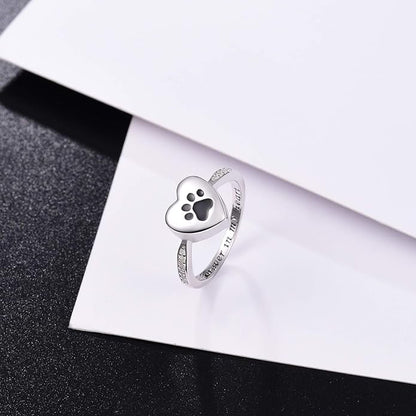 Love Heart Paw Print Urn Ring Ã¢â‚¬â€œ Pet Memorial Cremation Jewelry